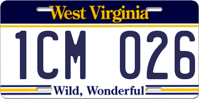 WV license plate 1CM026