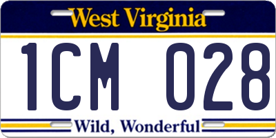 WV license plate 1CM028