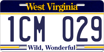 WV license plate 1CM029