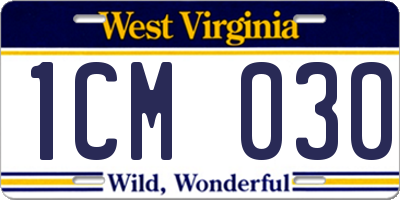 WV license plate 1CM030