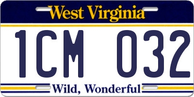 WV license plate 1CM032