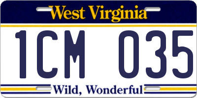 WV license plate 1CM035