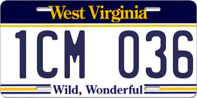 WV license plate 1CM036