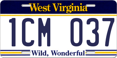 WV license plate 1CM037