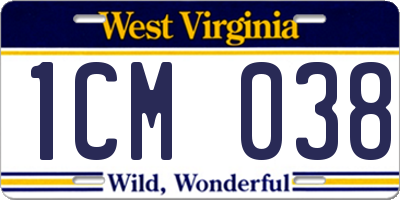 WV license plate 1CM038