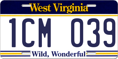 WV license plate 1CM039
