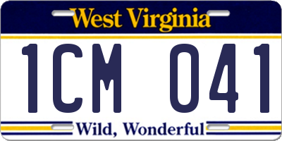 WV license plate 1CM041