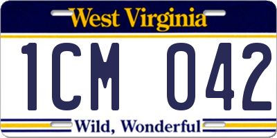 WV license plate 1CM042