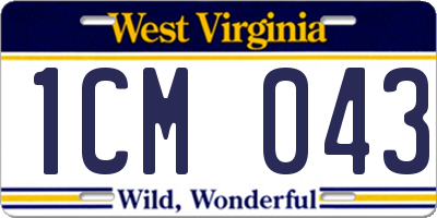 WV license plate 1CM043