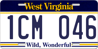 WV license plate 1CM046