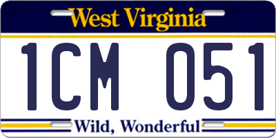 WV license plate 1CM051