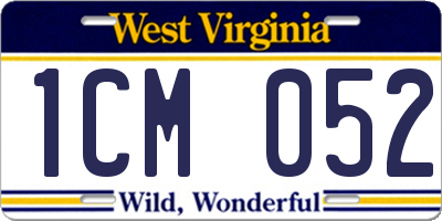 WV license plate 1CM052