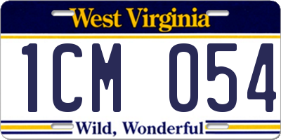 WV license plate 1CM054