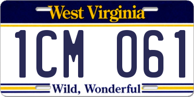WV license plate 1CM061