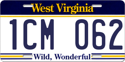 WV license plate 1CM062