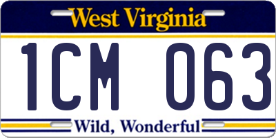 WV license plate 1CM063