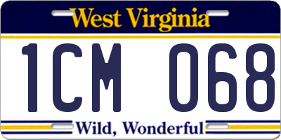WV license plate 1CM068