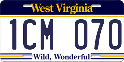 WV license plate 1CM070