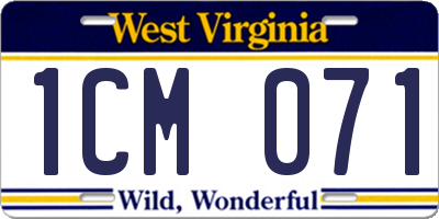 WV license plate 1CM071