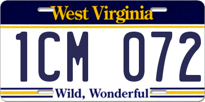 WV license plate 1CM072