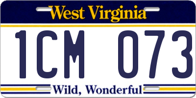 WV license plate 1CM073