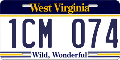 WV license plate 1CM074