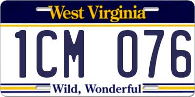 WV license plate 1CM076