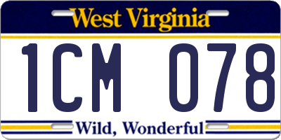 WV license plate 1CM078