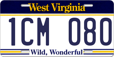 WV license plate 1CM080