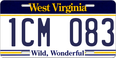 WV license plate 1CM083