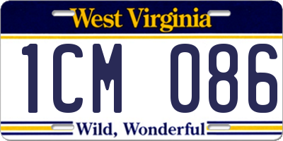WV license plate 1CM086