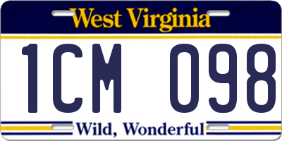 WV license plate 1CM098