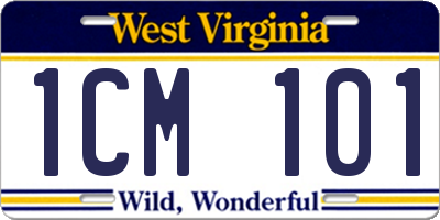 WV license plate 1CM101