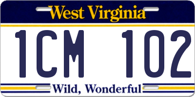 WV license plate 1CM102