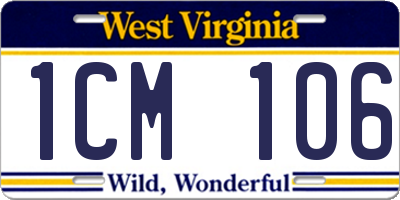 WV license plate 1CM106