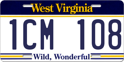 WV license plate 1CM108
