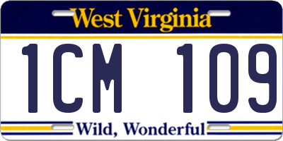 WV license plate 1CM109