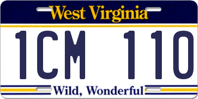 WV license plate 1CM110