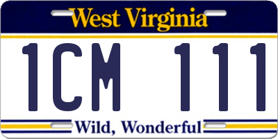 WV license plate 1CM111