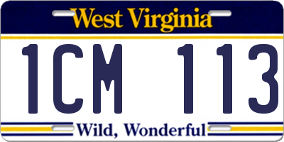 WV license plate 1CM113