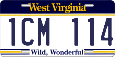 WV license plate 1CM114