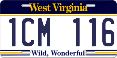 WV license plate 1CM116