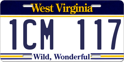 WV license plate 1CM117