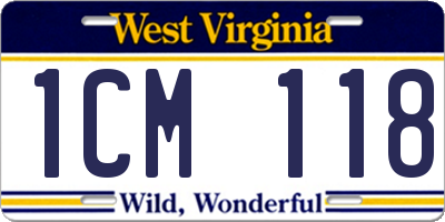 WV license plate 1CM118