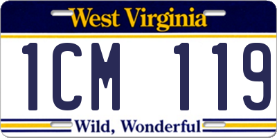 WV license plate 1CM119