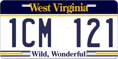 WV license plate 1CM121
