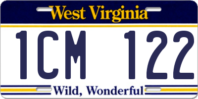 WV license plate 1CM122