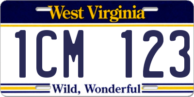WV license plate 1CM123