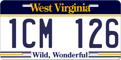 WV license plate 1CM126