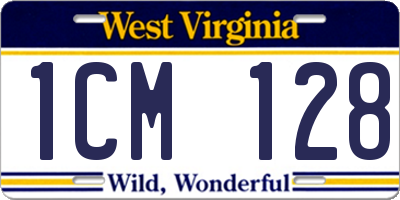 WV license plate 1CM128